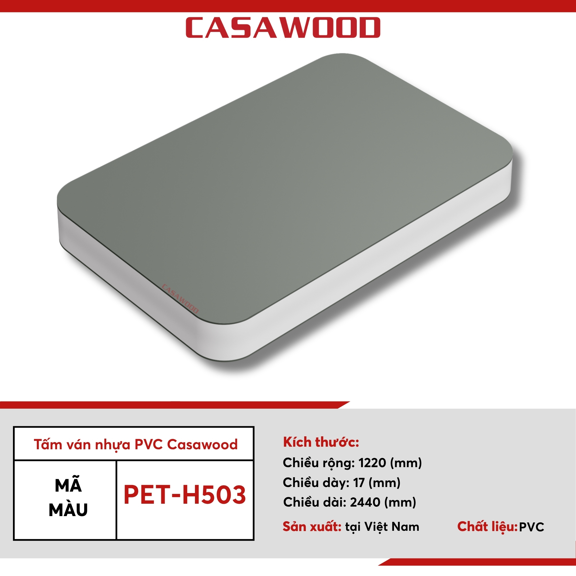 PET-H503 Tấm ván nhựa PVC Casawood màu PET-H503