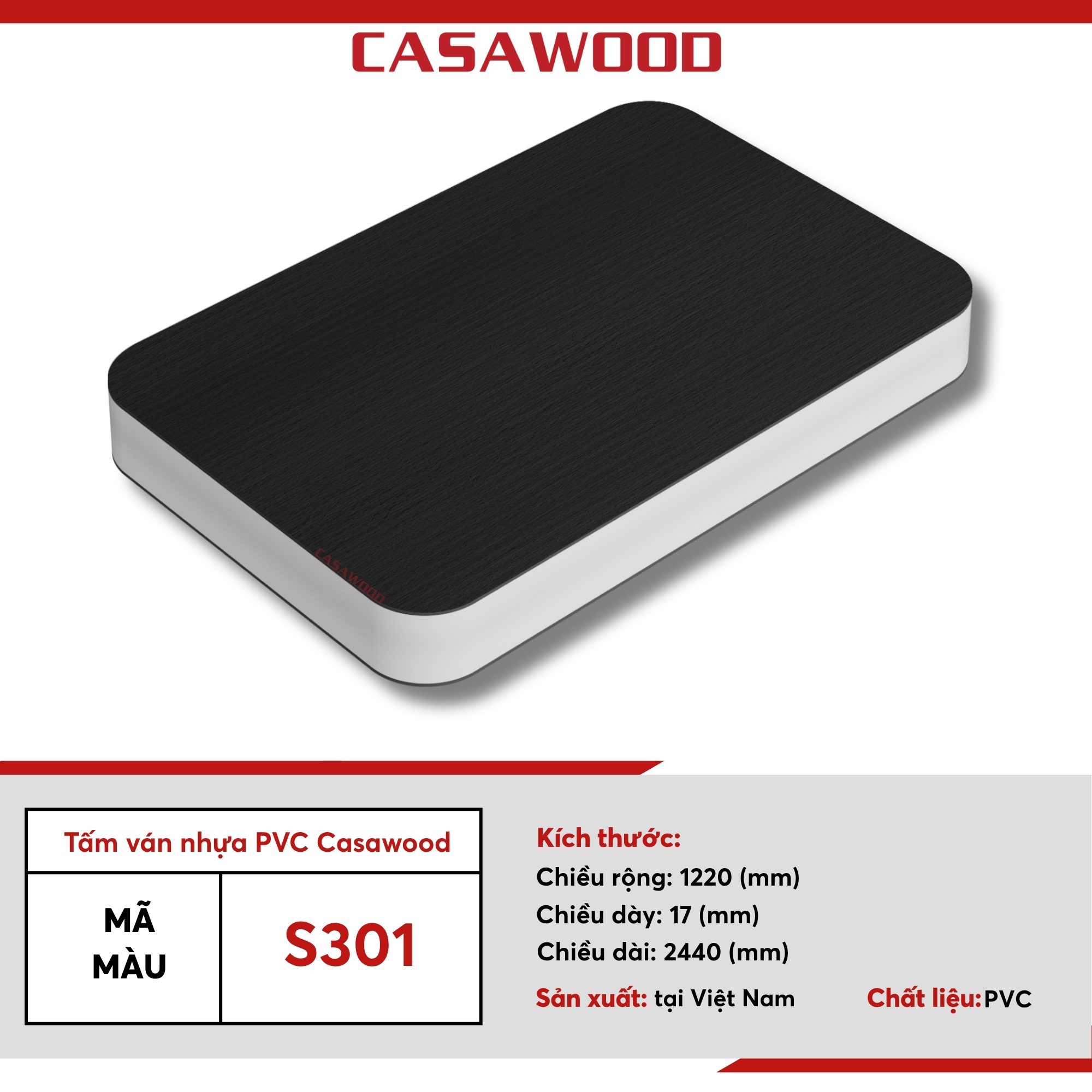 S301 Tấm ván nhựa PVC Casawood màu S301