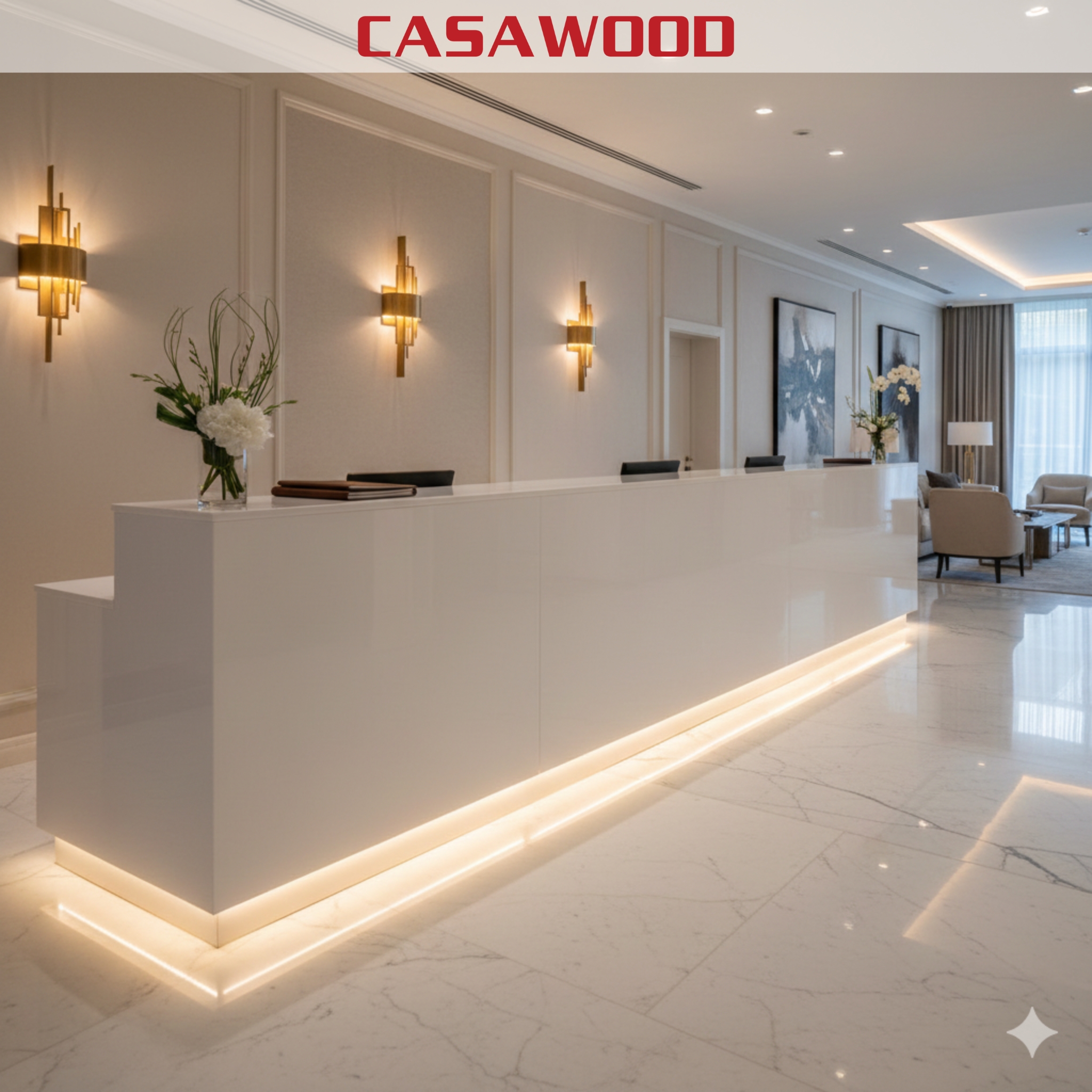 Công trình thực tế quầy lễ tân Casawood