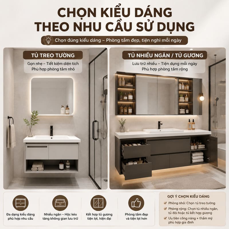 Chọn kiểu dáng theo nhu cầu sử dụng