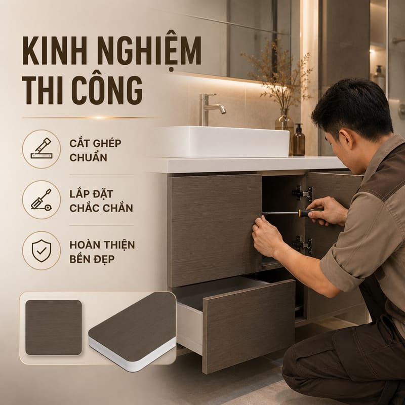 Kinh nghiệm thi công tủ lavabo