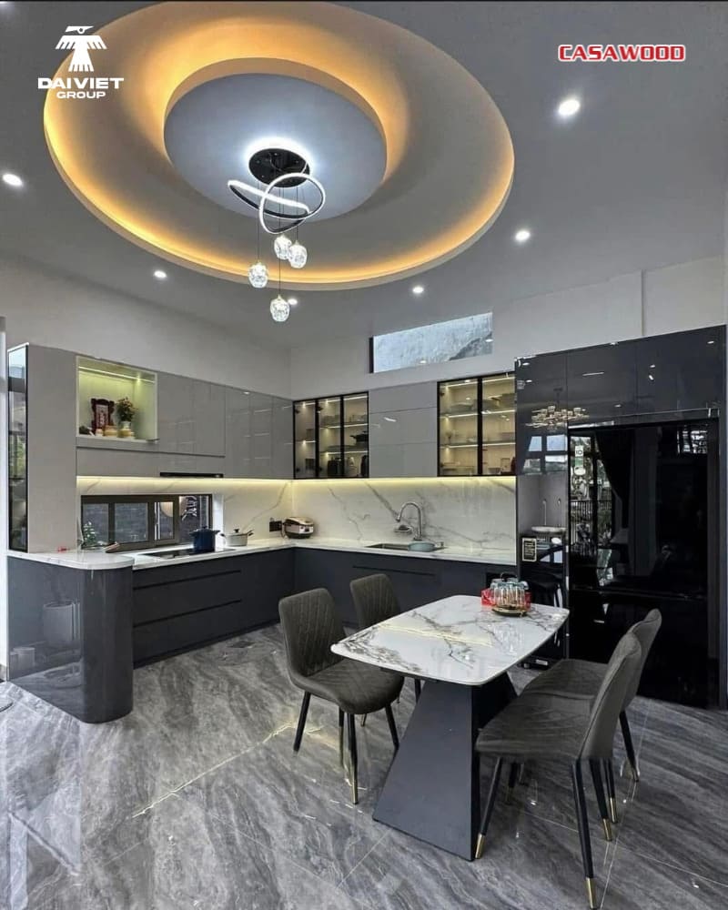 Mẫu tủ bếp nhựa đẹp phù hợp nhà phố, chung cư