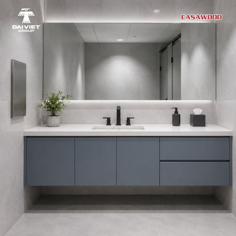 Tủ lavabo nhựa thiết kế tối giản, phù hợp phong cách hiện đại