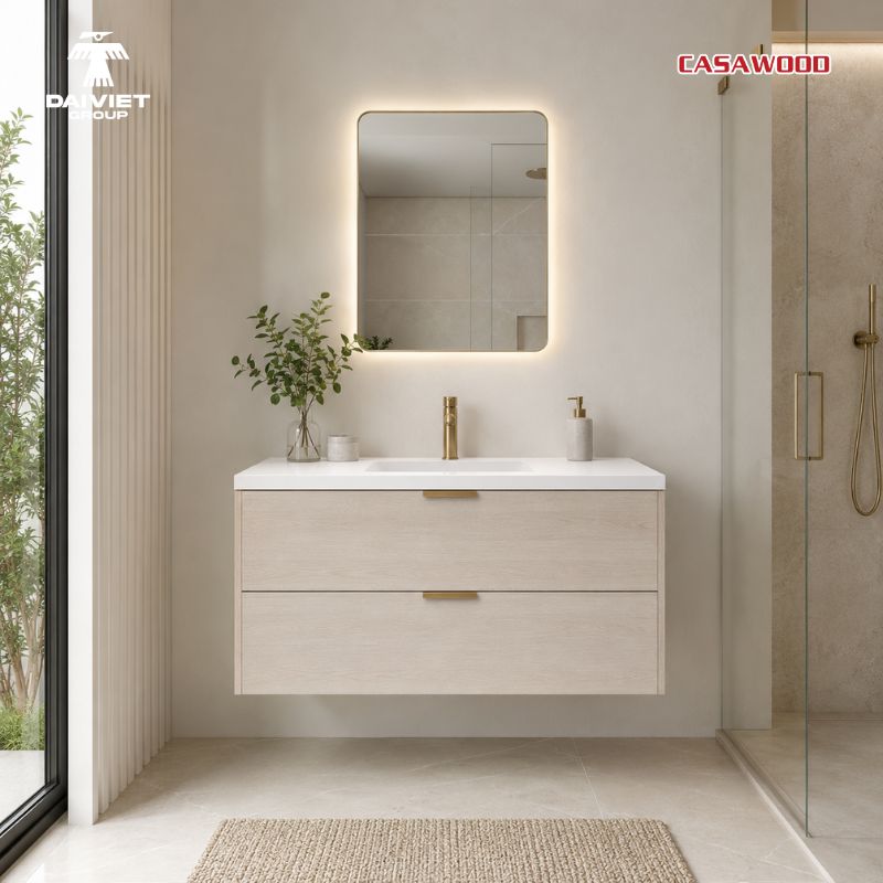 Mẫu tủ lavabo nhựa có ngăn kéo tiện lợi