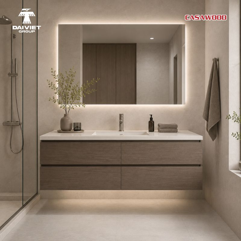 Tủ lavabo nhựa giả gỗ sang trọng