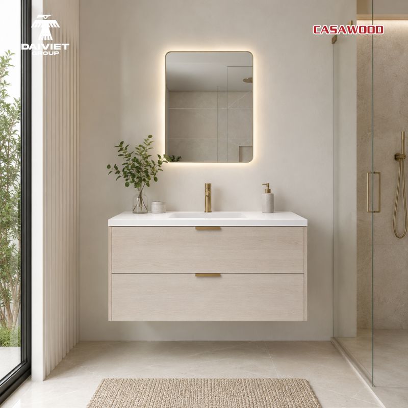 Mẫu tủ lavabo nhựa hiện đại, phù hợp phòng tắm nhỏ gọn
