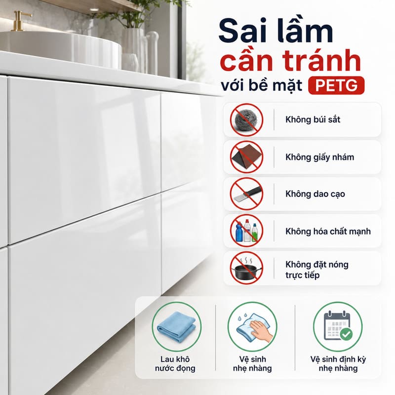 Kinh nghiệm bảo quản và vệ sinh đồ nội thất làm từ ván nhựa phủ PETG