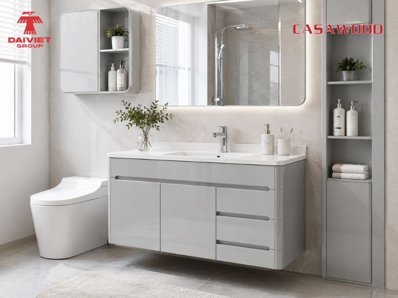 Tấm nhựa PVC Hà Nội gia công tủ lavabo và nội thất phòng tắm