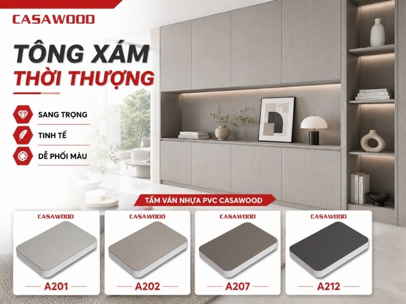Tông xám thời thượng của tấm nhựa PVC Casawwod