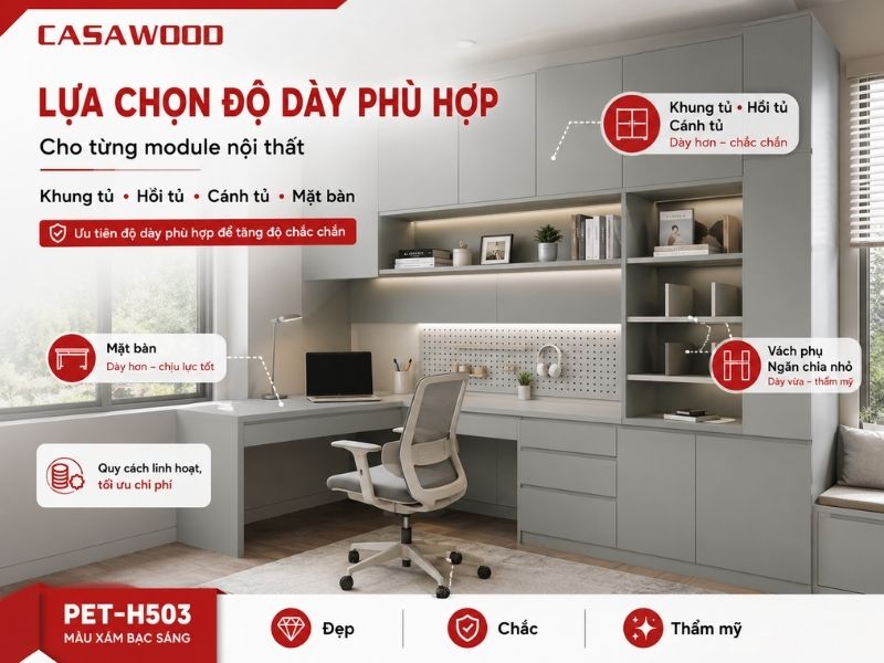Lựa chọn độ dày tấm phù hợp cho từng module nội thất