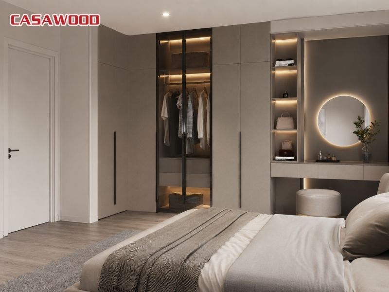 Tủ quần áo cánh kính và tủ quần áo âm tường