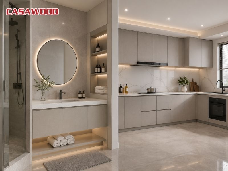 Gia công tủ lavabo và tủ bếp