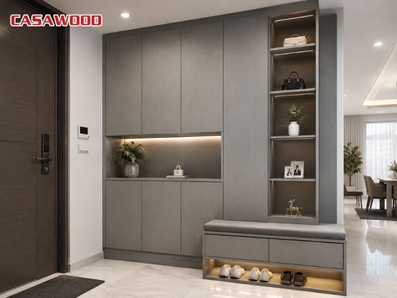 Hệ tủ giày và tủ trang trí đa năng cho chung cư, căn hộ