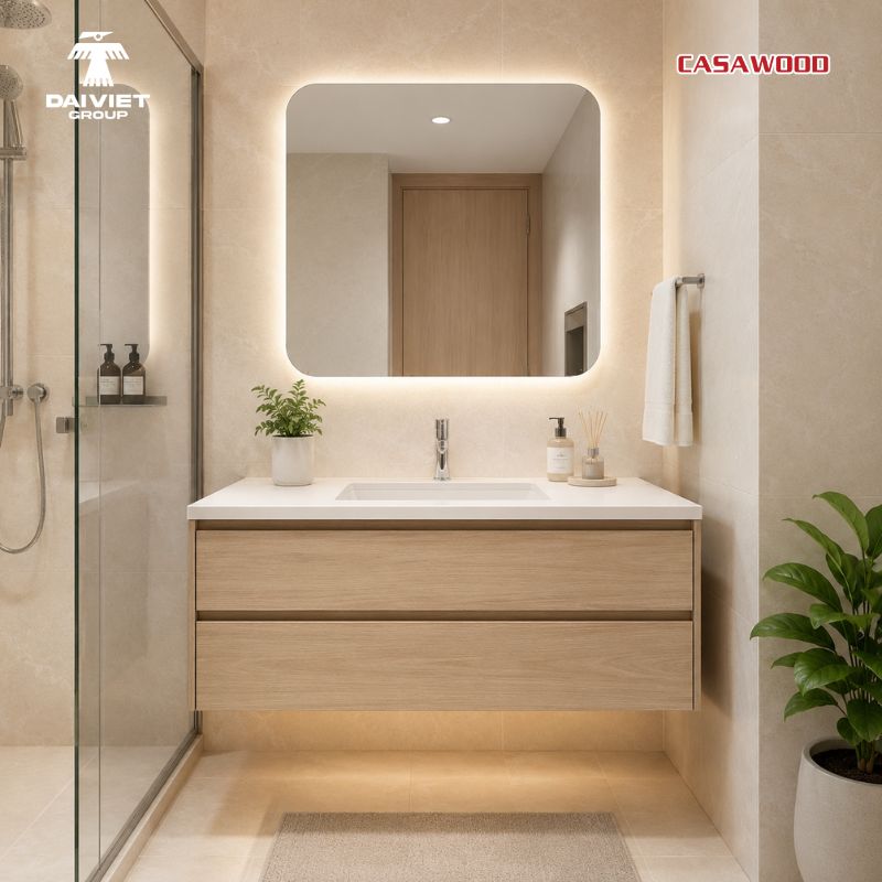 Tủ lavabo nhựa giả gỗ phù hợp nhiều phong cách