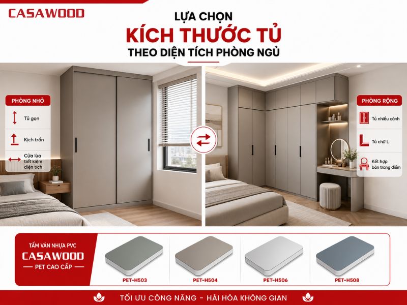 Lựa chọn kích thước tủ theo diện tích phòng ngủ