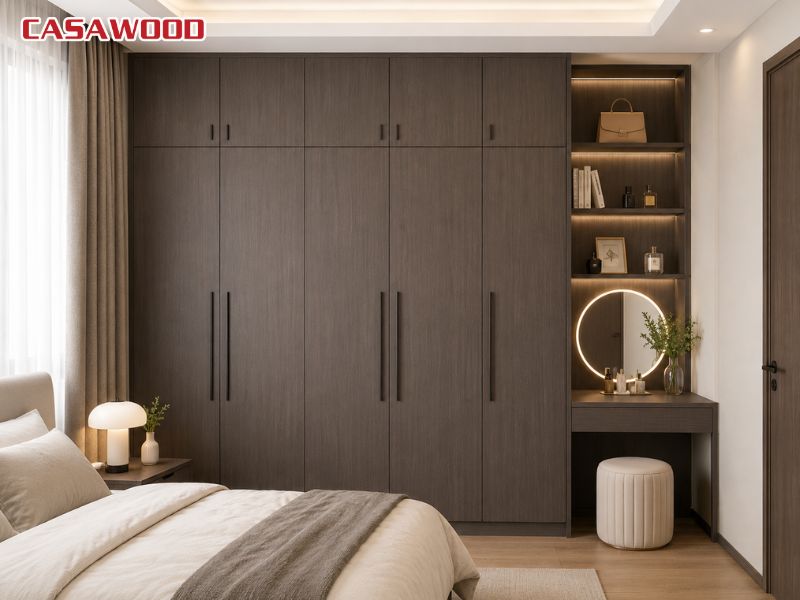 Tủ quần áo nhựa giả vân gỗ ấm cúng, tinh tế