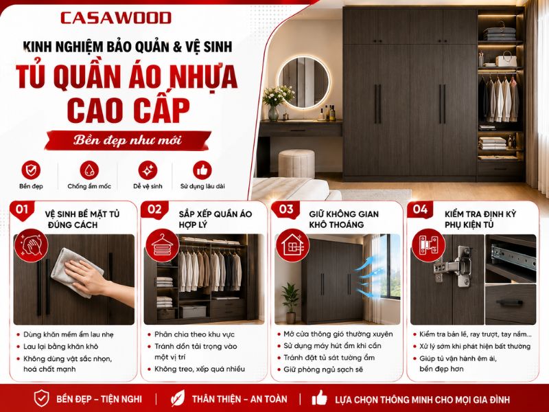 Kinh nghiệm bảo quản và vệ sinh tủ quần áo nhựa